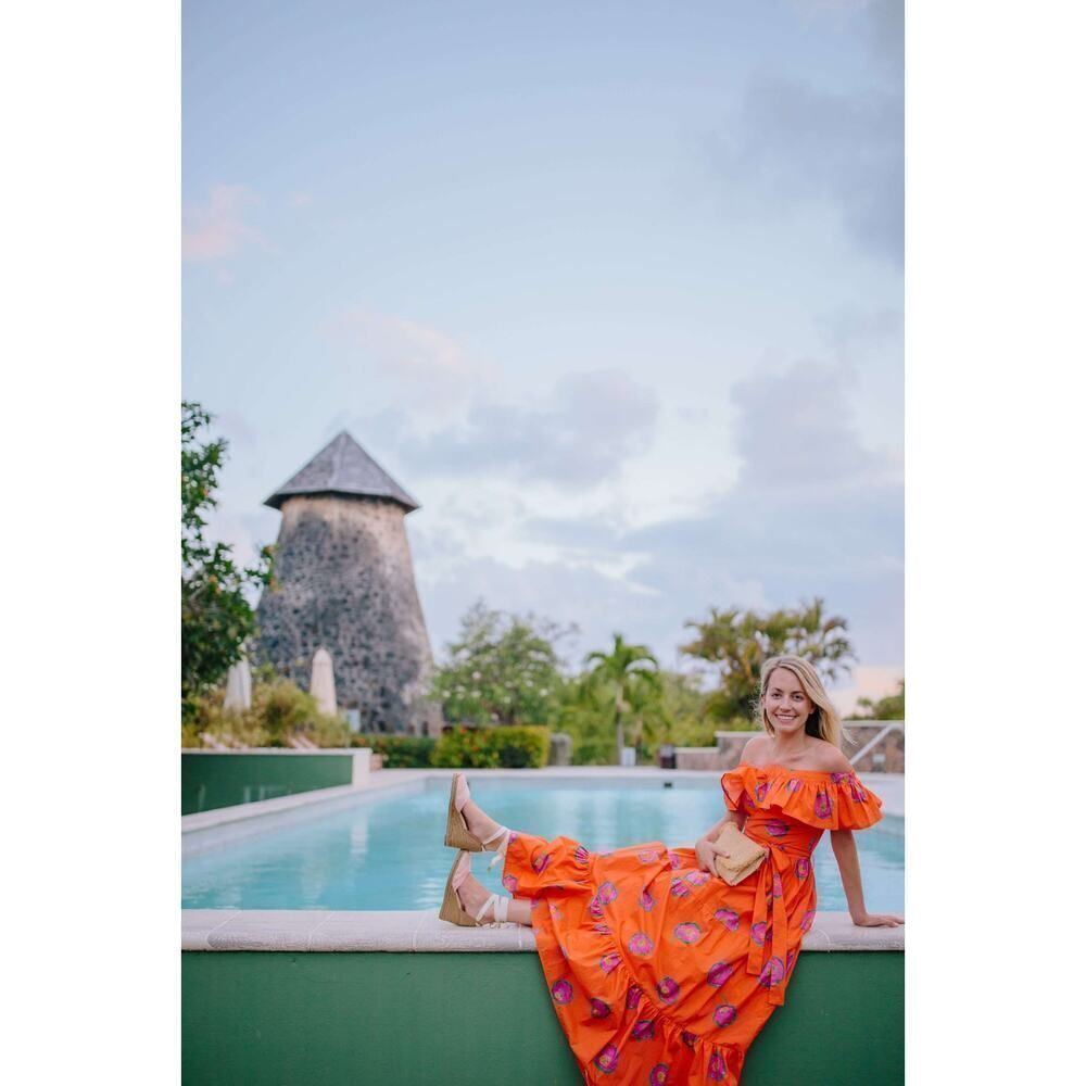 la double j yacht off shoulder dress orange Small(US4) - Picture 8 of 11